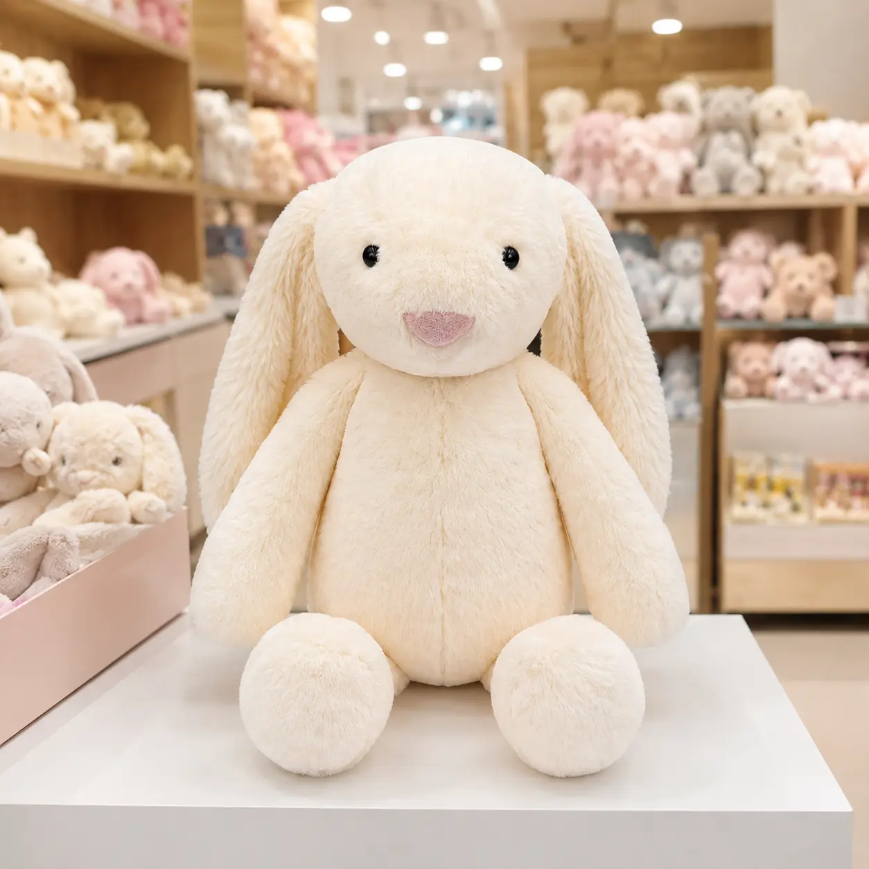 Cute Floppy Ear Bunny Stuffed Animal – Super Soft Cream Rabbit Plush for Birthday, Easter and Nursery Decor