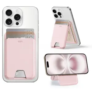 ESR Upgraded Aura for MagSafe Wallet, 5 Card-Holder with Adjustable Stand, Magnetic Wallet for iPhone 17/16/15/14/13/12 Series, Not for iPhone Mini, Vegan Leather, Pink