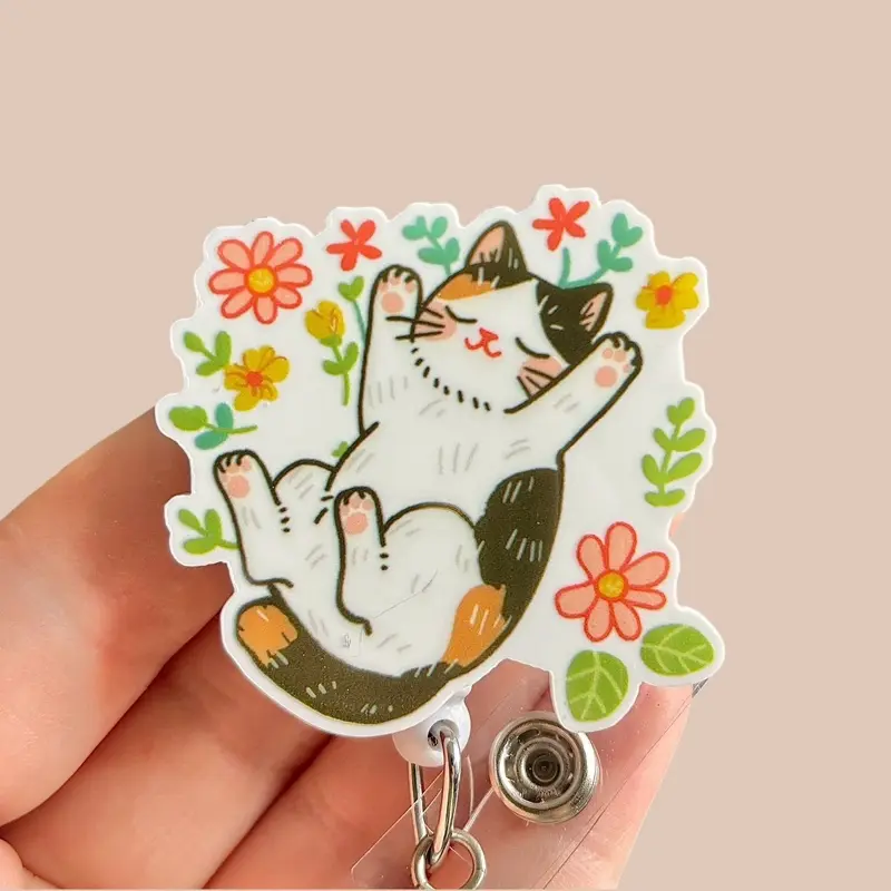 Glitter My Badge Cute cat badge reel for nurse and hospital workers. Badge clip Badge pull - Retractable swivel clip with a 360 rotation. Great gift for coworker