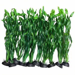 10 Piece Set Realistic Seaweed Aquatic Plants, Artificial Aquarium Grass Decorations, Plastic Fish Tank Landscape, Height 11 Inch