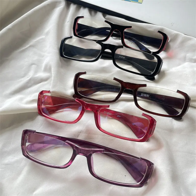 Y2K Anime Lower Half Frame Glasses Manga Black Frame Slim Face Subculture Prop