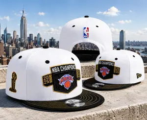 2026 New York Knicks NBA Champions Snapback Hat | White Flat Brim Adjustable Basketball Cap | Limited Edition