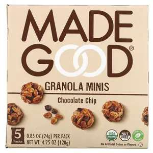 MadeGood Granola Minis, Chocolate Chip, 5 Packs, 0.85 oz (24 g) Each