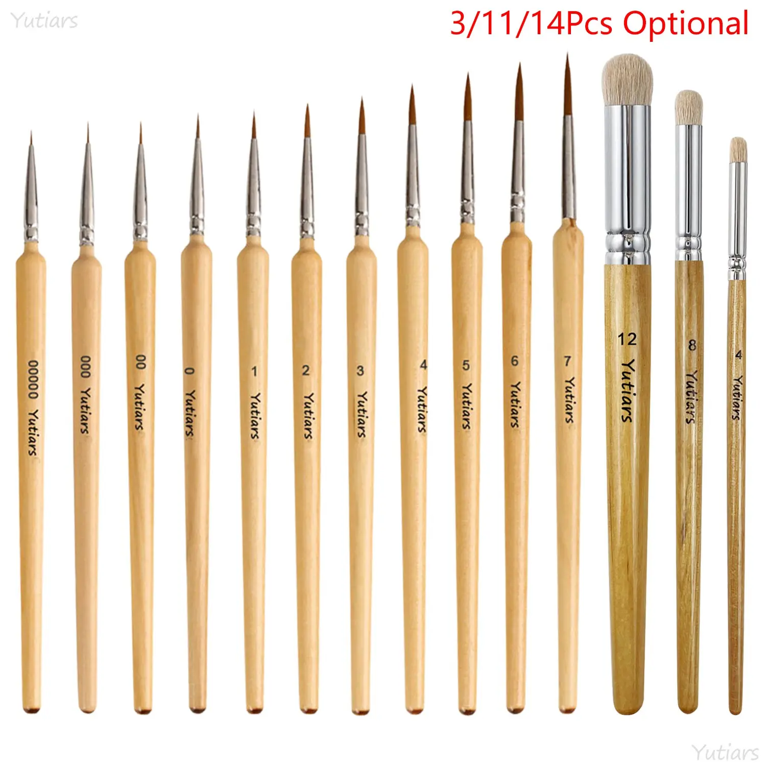 Yutiars Premium Tiny Fine Point Paint Brushes Kit 3/11/14Pcs Durable Mini Detail Painting Brushes Perfect for Art Drawing Craft DIY Oil Watercolor Acrylic Painting Artistic Creation Supplies