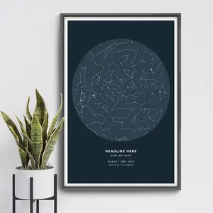 Custom Star Map Art Poster Prints, Personalized Night Sky Star Map Art Prints Wall Hanging Decor, Custom Canvas Prints Wall Art Couple Anniversary Wedding Gift (Asphalt), Christmas Gift