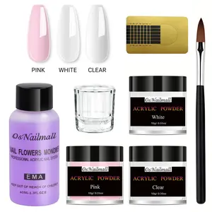 7 Pcs/set Acrylic Liquid Powder Smooth Nail Art Kit, Nail Carving & Painting Brush, Crystal Extension Tools UV Builder, DIY Manicure Set