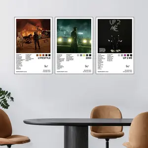 3-piece set by Yeat/Lyfestyle/Up 2 Më/2093, perfect for music album cover enthusiasts, modern art deco style, ideal for bars, clubs, cafes, homes, offices, etc., home décor, music room decor, frameless, Modern Art Design