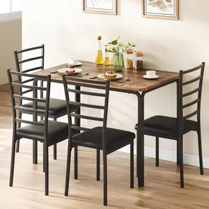 【GARVEE】Dining Table Set for 4,Kitchen Table and 4 Chairs,5 Piece Kitchen Dining Room Table Set,Wood Modern Rectangle Dinner Table With Upholstered Seat,Dinette Furniture for Breakfast,Home Office