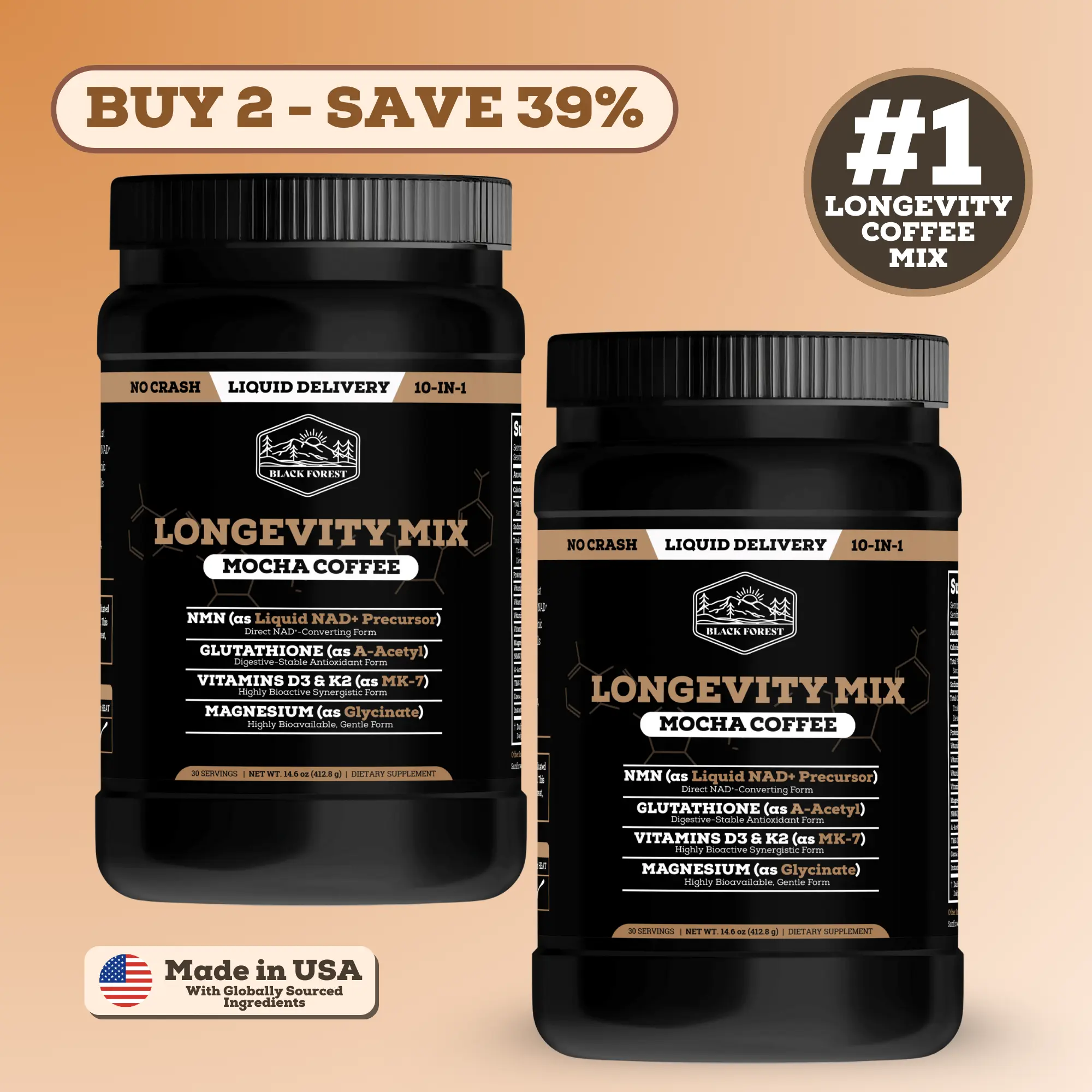 2 Bottles of Longevity Mix Mocha Coffee with NMN, Glutathione, Magnesium Glycinate, TMG, Vitamin D3, C, K2, B12, Cocoa Powder, Instant Coffee | 60 Servings - Gluten - Free Sugar - Free Non GMO - TikTok Shop 2 Bottles of Longevity Mix Mocha Coffee with NMN, Glutathione, Magnesium Glycinate, TMG, Vitamin D3, C, K2, B12, Cocoa Powder, Instant Coffee | 60 Servings - Gluten - Free Sugar - Free Non GMO - TikTok Shop