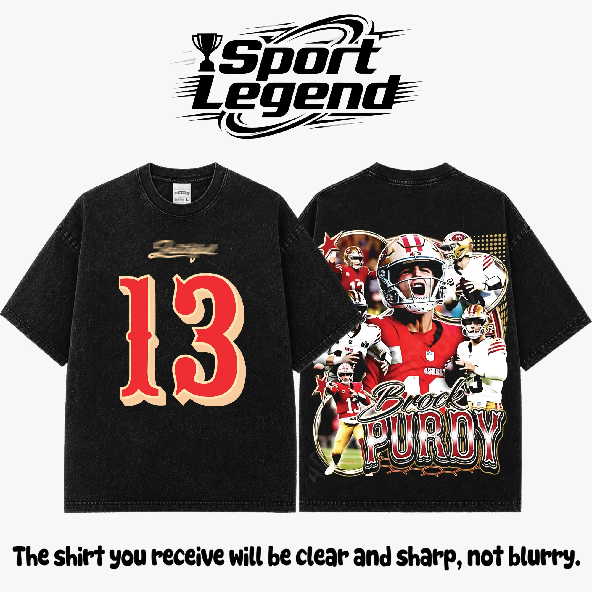 Brock Purdy #13 Premium Acid Washed Cotton T-Shirt, Bay Area Football Fan Graphic Tee, Vintage Heavyweight Game Day Shirt, Unisex Washed Streetwear Gift