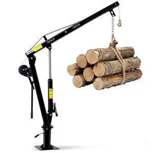 Garvee Hydraulic Pickup Truck Crane with 2000 LBS Capacity, Folding Design, Hand Winch, and 360° Swivel for Truck Bed Lifting in Construction and Factory Use