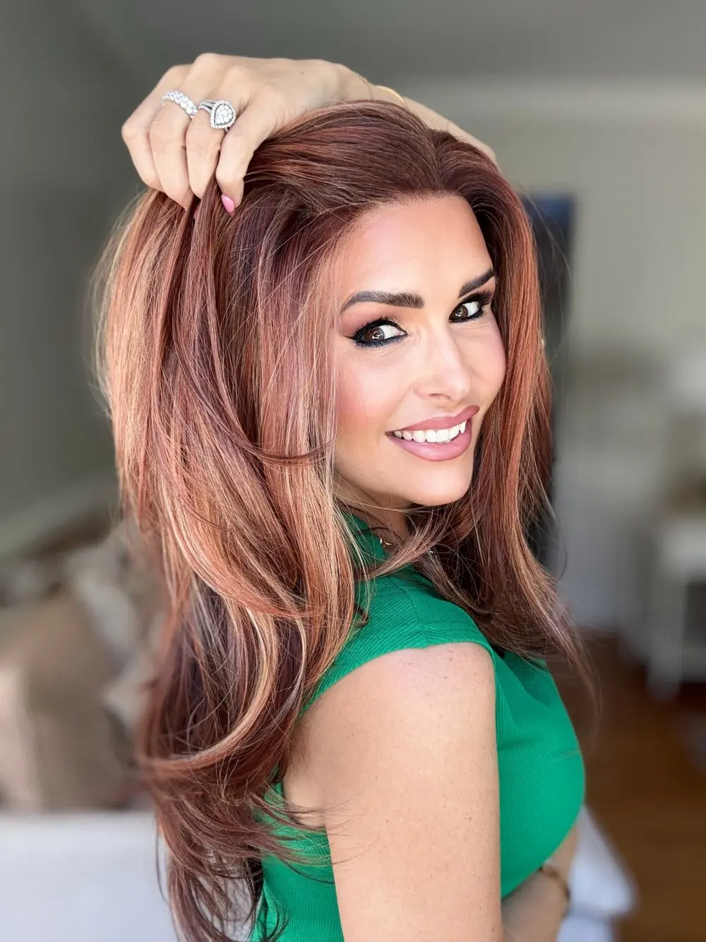 AISOM New Release Lila Natural Straight Toasted Maple Color Lace Front Wig 22 Inches 13x4 Free Part Synthetic Lace Wigs Natural Looking Glueless Wig Low Density