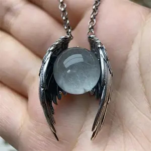 2026 New Ghost Wings Crystal Retro Necklace Gothic Vintage Pendant Unisex European American Fashion Unique Personality Statement Jewelry TikTokShop