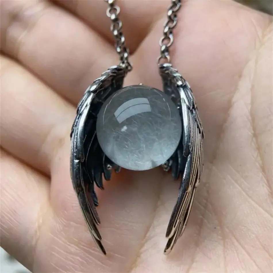 2026 New Ghost Wings Crystal Retro Necklace - Gothic Vintage Unisex Pendant, European American Fashion Unique Statement Piece for Indoor Recreation (TikTokShop)