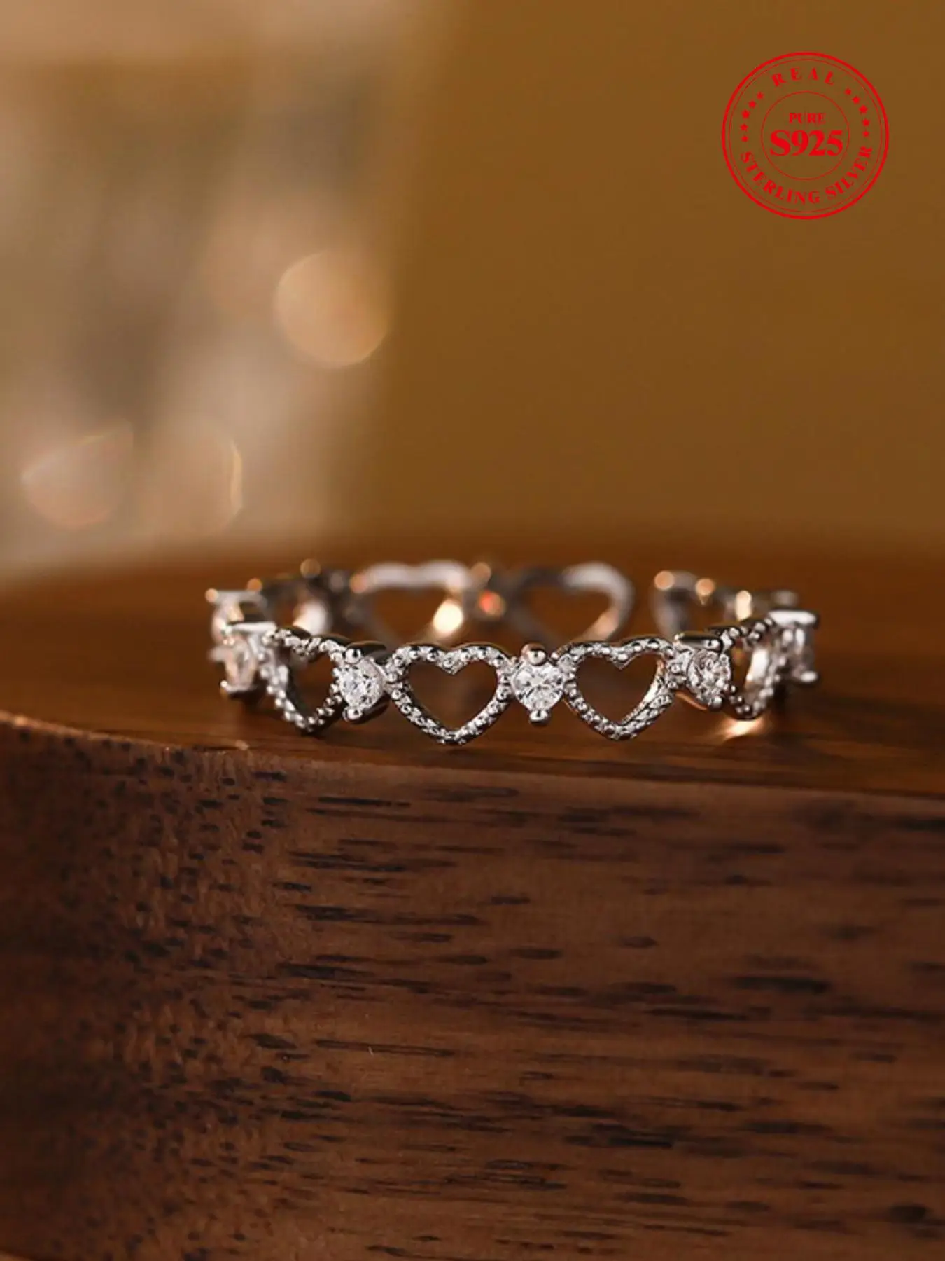 925 Sterling Silver Fashion Hollow Out Heart Design Ring, Fashion Jewelry for Party, Daily Clothing Decor, Exquisite Jewelry for Birthday Gift, Mother