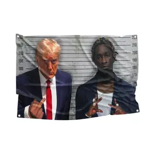 Funny Mugshot Flag - 3x5ft Wall Banner For Guys + Hanging Hooks & Meme Fans – Viral Decor For College Dorms & Bedrooms