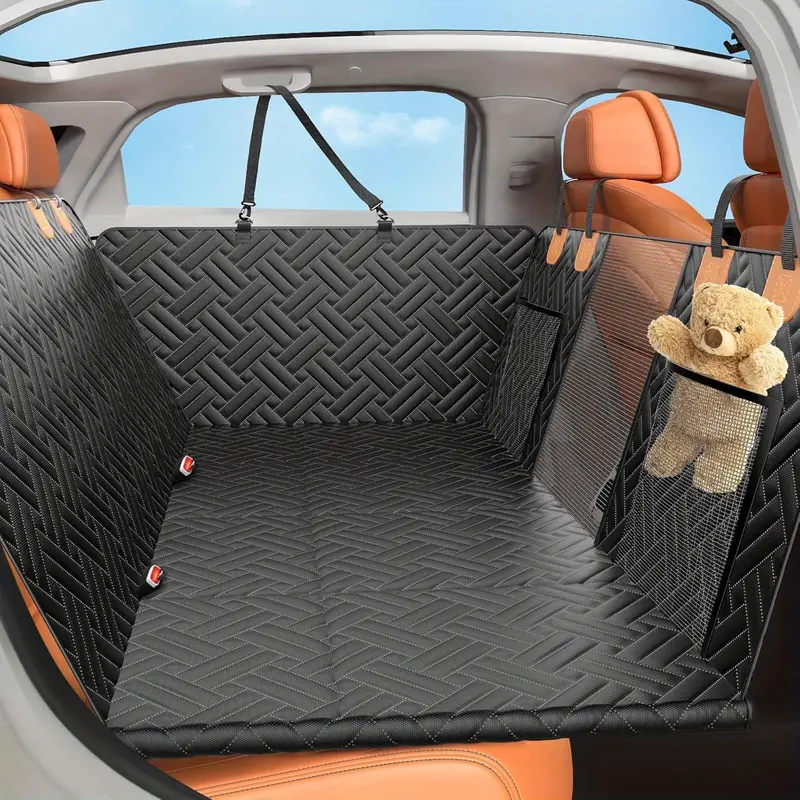 Dog Car Seat Cover for Back Seat, Hard Bottom Back Seat Extender for Dogs,dog car seat,dog hammock for car ,car seat protector,dog seat cover for back seat-Supports 400lbs,  Dog Hammock for Car SUV and Trucks mesh window sedan Carrier Blanket