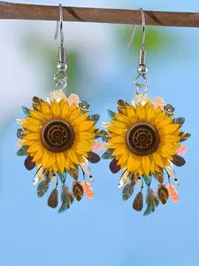 Sunflower Design Dangle Earrings, Fashionable Jewelry for Women, Daily Clothing Decor, Trendy All-match & Exquisite Jewelry for Birthday Gift, Trendy Fashionable Accessories