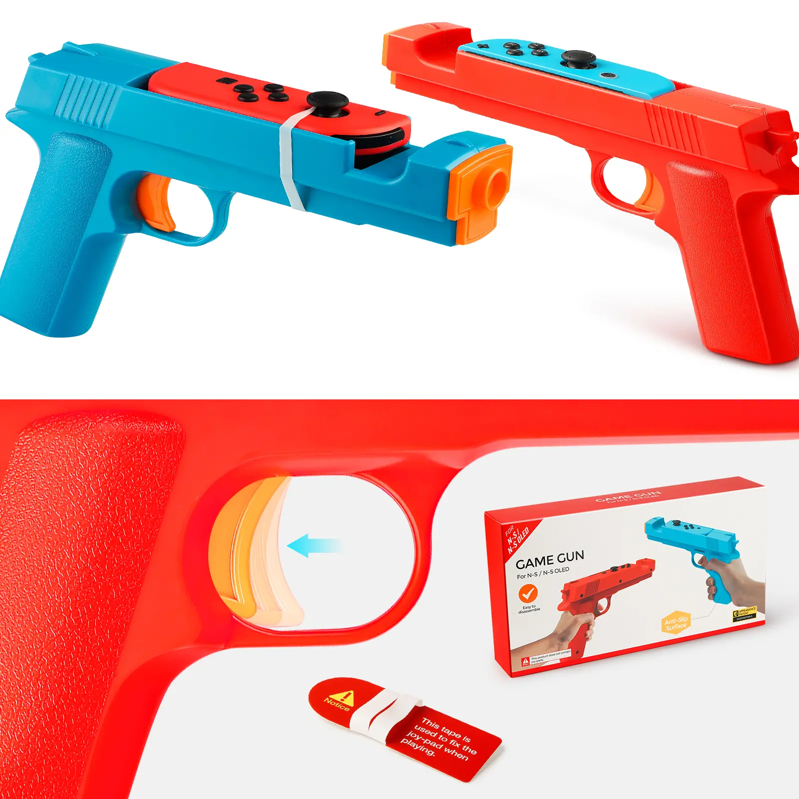 Gun Handgrip Accessories for Nintendo Switch/Switch OLED, Shooting Games Controller for Switch Joy-con, Gun Controller with Elastic Bands for Nintendo Switch Shooting Games