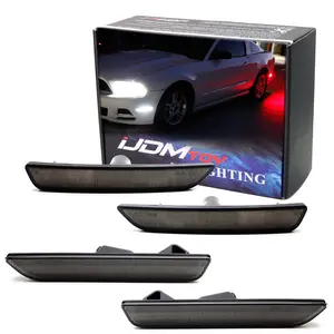 iJDMTOY Smoked Lens White/Red Full LED Side Marker Light Kit For 2010-14 Ford Mustang, Powered by Total 144-SMD LED