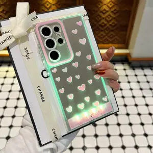 Sound-Controlled LED Heart Phone Case, Unique Call Light Design, For Samsung Galaxy S24/s25/s24u/s25u/a35/a36/a55/a56