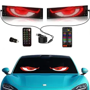 Devil Eyes For Car Programmable Bluetooth APP Control BlackFriday Pre-made Animations Customizable Text Illuminated Emblem Decoration LED Lights Dashboard Flexible Display Panel Car Display Sign