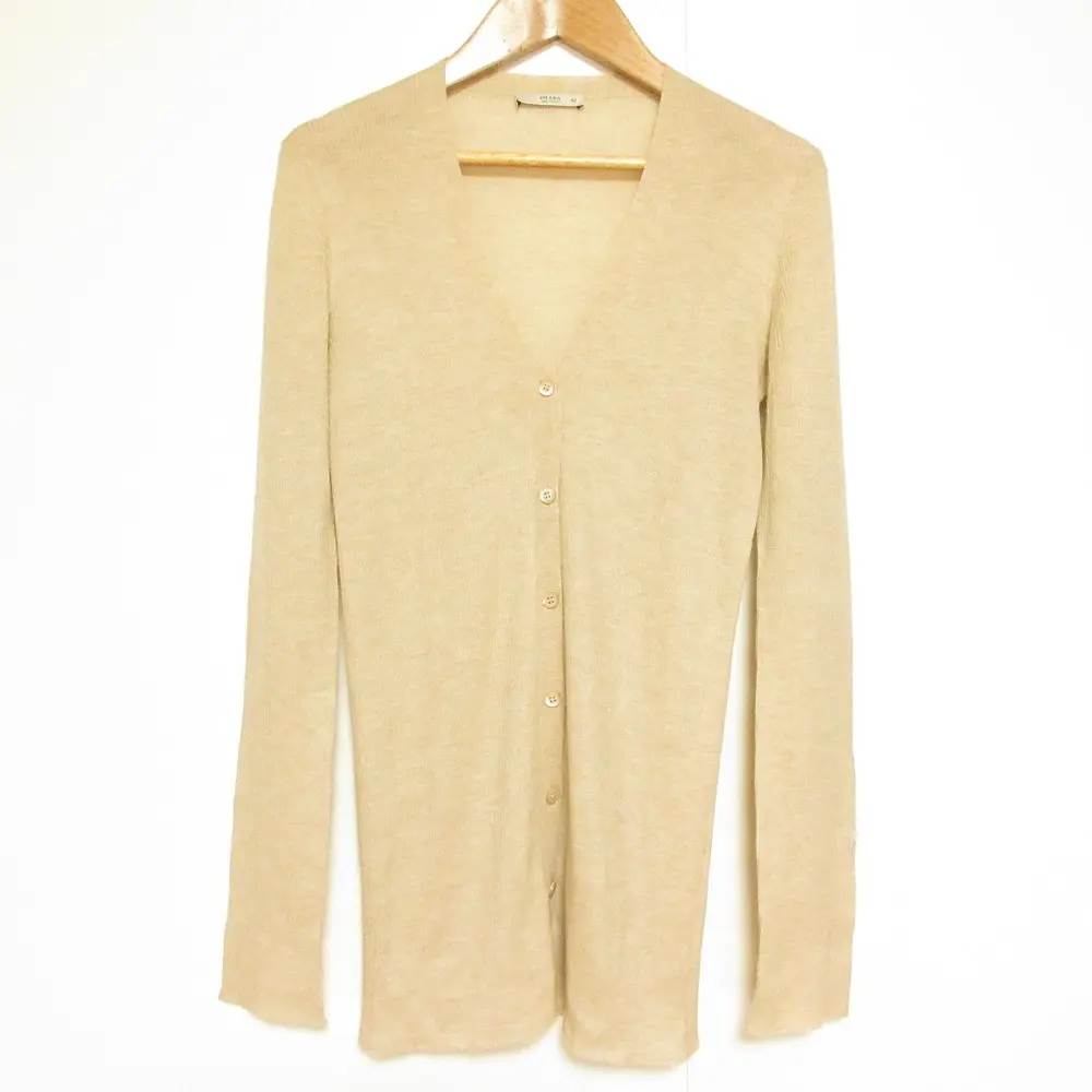 Pre-owned PRADA Cashmere Small Leather Goods Blend V Neck Ribbed Cardigan