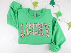 Lucky Sweatshirt, Clover Sweatshirt, St Patricks Day Sweatshirt, Saint Patrick's Pullover, Lucky Sweater, Clovers, Simple Holiday Sweater