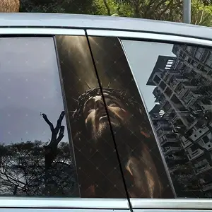 2pc Jesus Car B-Pillar Sticker, Vinyl Protection Decal, Easy Peel & Stick, Sunproof Waterproof Scratch-Resistant, Car Decoration