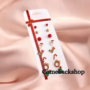 Christmas Stud Earrings Xmas Tree Brown Elk Snowman Santa Claus Cute Christmas Earrings Christmas Gifts