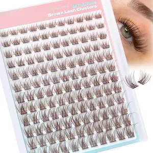 132 Pcs Eyelash Set Brown D Curl Mixed Length False Eyelashes, 0.05mm Thin Natural Look, 10-16mm Long Wispy Lash Extensions for Personal Use, DIY Volume Eyelashes