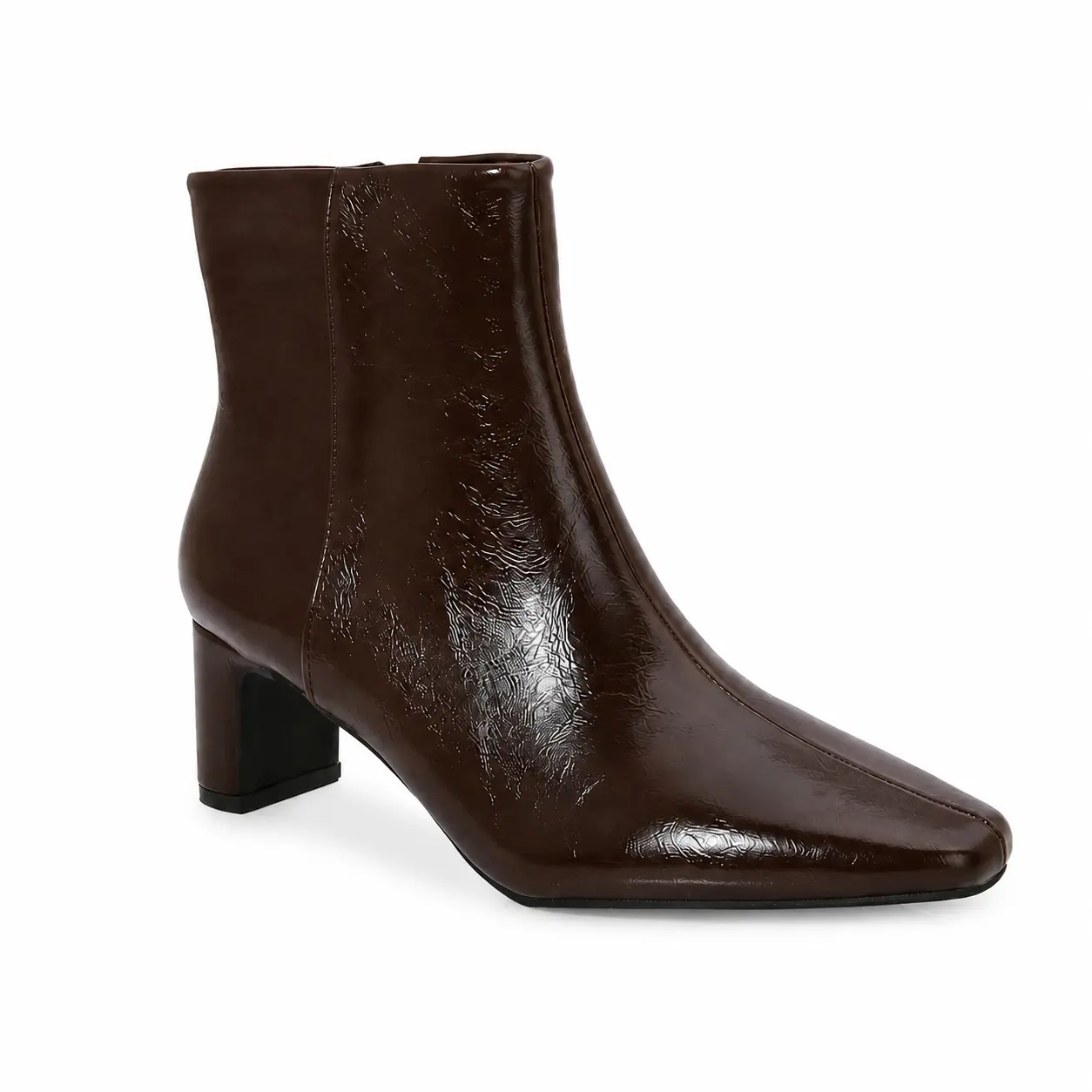 BERNESS Women's Ankle Boots Pointed Toe Vegan Leather Block Heel - Casual Office Everyday, Minimalist Synthetic Upper, 2" Mid Heel, Cushioned Footbed, Side Zipper, Fall Street Style for Midi Skirts & Pants