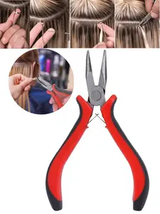 Curved Toothed Tip Pliers, Dual Color Anti-Slip Handle, Multi-Angle Clamp, Hair Extension Tool, All Seasons Use
