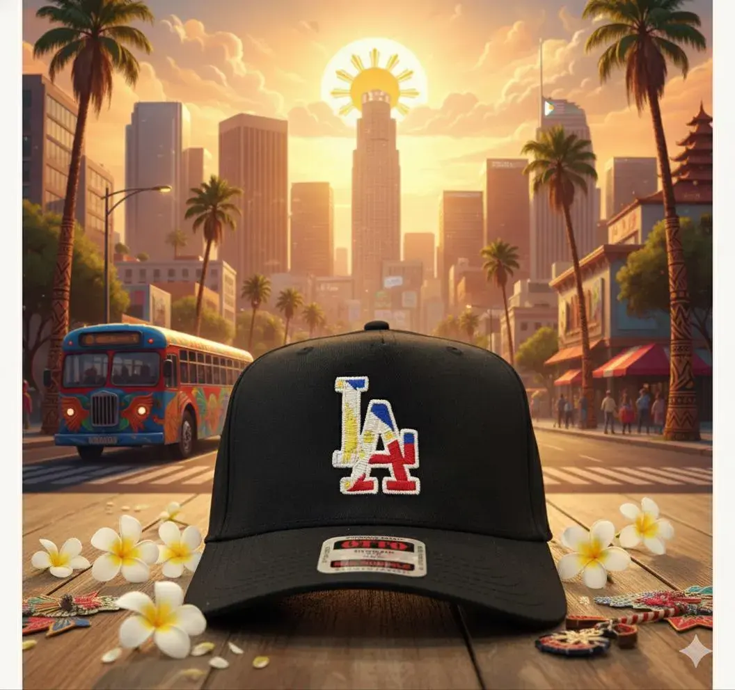 LA Snapback - Filipino Inspired Design - "Pilipinas" / Sun & Stars - Embroidered Hat