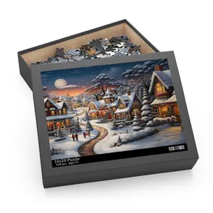 Snowy Christmas Village Puzzle (120, 252, 500-Piece) Family Fun, Christmas Games