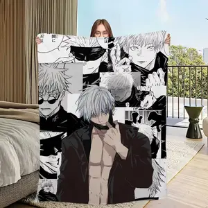 Jujutsu Kaisen G-Gojo S-Satoru Flannel All Season Throw Blanket Ultra Soft Plush For Sofa Living Room Office Travel Gift,Flannel Throw, Soft Cozy, Lightweight Warm, Comfortable, Couch Bed Use, Home Decor, All Season, Gift Idea