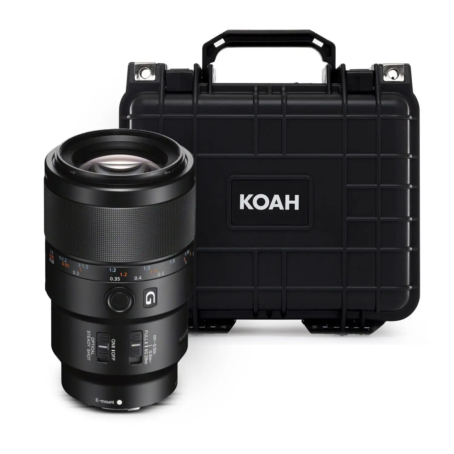 Sony FE 90mm f/2.8 Macro G OSS E-Mount Lens Bundle with Polypropylene Smooth Hard Case, 9-Blade Circular Aperture, Floating Focus, Bokeh Control, Pressure Relief Valve
