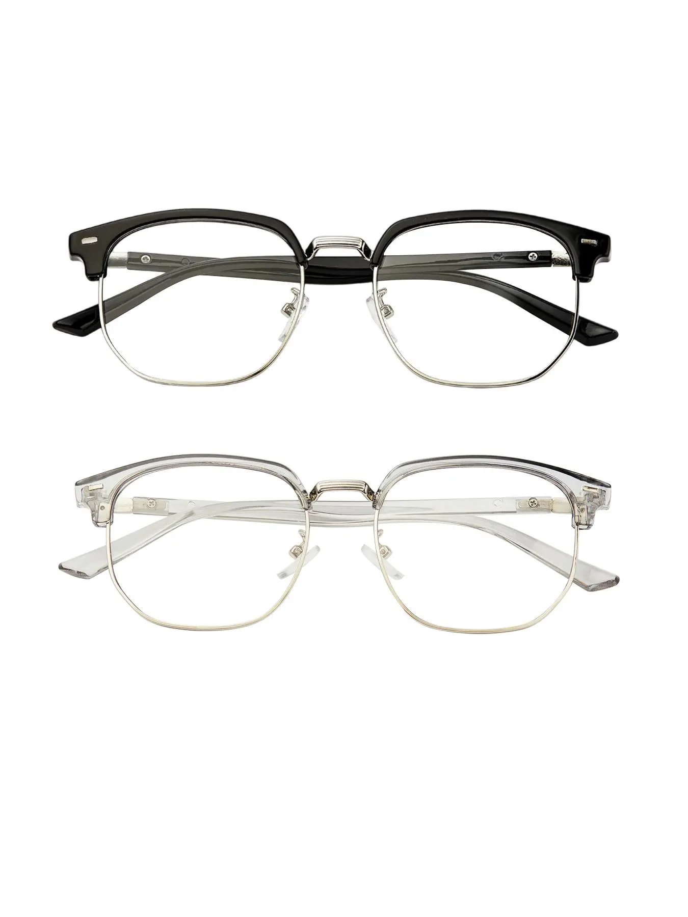 Classic Daily Eyebrow Frame Glasses, Vintage Style Eyeglasses, Business Casual Unisex Set, Non-Prescription Flat Lenses