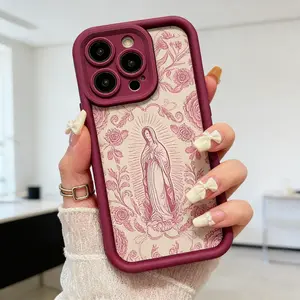 Virgin Mary Design TPU Soft Silicone Cellphone Case - Shockproof Full-Protection Handheld Devices Casing, Durable Mobile Phone Accessories for iPhone 17,16,15 Pro Max,14,13,12,11,X,Plus,Mini