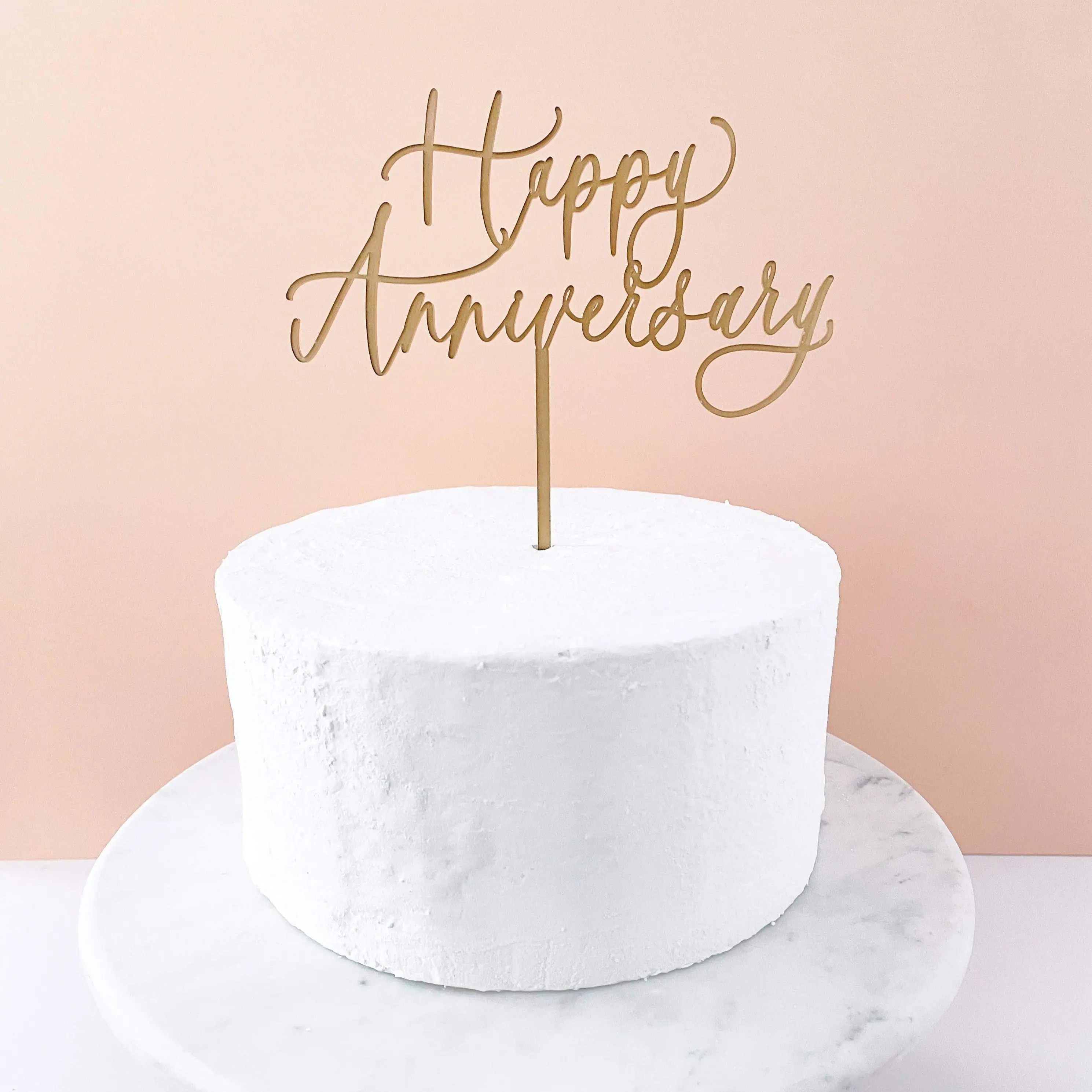 HAPPY ANNIVERSARY CAKE TOPPER - GOLD