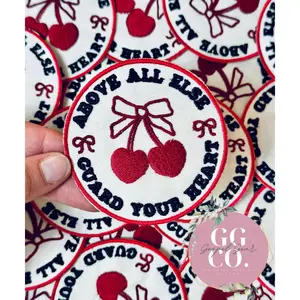 Guard Your Heart Cherries Patch, Christian Hat Patch, Embroidered Patch, Trucker Hat Patch, Iron On, Trendy Hat Patch, Patch
