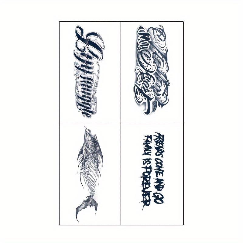 6 sheets Large temporary tattoos men,fake tattoos,Containing English, Shark and Other Elements, and 2 Random Styles, Lasting 7-15 Days, long lasting temporary tattoo arm,Herbal Tattoo Stickers,tatuajes temporales,realistic temporary tattoosn