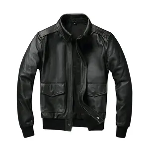 Men's Aviator Flight Distressed Leather Bomber Jacket by Hide Crafts