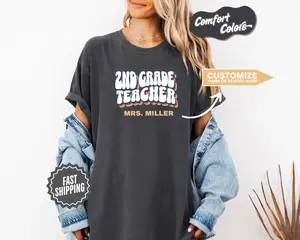 2nd Grade Teacher T-Shirt: Comfort Colors, Custom Gift, Back to School Tee, Classroom Apparel