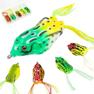 5 count Topwater Frog Lures Soft  Fishing Lures Kit - Realistic Design Frog Swimbait with Weedless Hooks and Portable Box, Suitable for Freshwater and Saltwater Bass Fishing