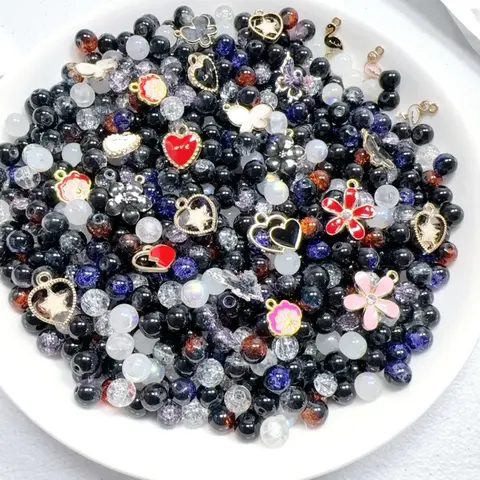 【A011】 Wholesale Durable Classic Glass Beads - Mixed Color Boho Beaded Tassel Charms for Christmas Personalized DIY Jewelry Making, Manual Bracelet Accessories, DIY Jewelry Decoration