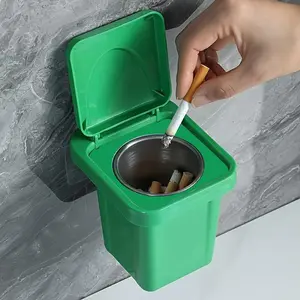Stainless Wall-Mounted Ashtray with Lid - Heavy-Duty Anti-Spill Butt, Modern Irregular Design for /Outdoor Use - Smoke-Free Toilet, Balcony, Ash Tray - Easy Installation, No Table-Sitting Cigarettes