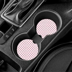 Polka Dot Car Coasters – Set of 2 | Cute Cup Holder Accessories