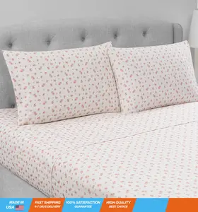 Soft Microfiber Rose Printed Sheets - Luxurious Microfiber Bed Sheets - Includes Flat Sheet, Fitted Sheet with Deep Pockets, & Pillowcases