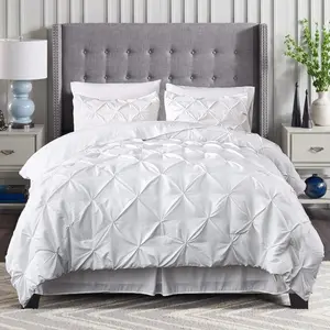 Mocassi 8 Piece Pintuck Comforter- Pinch Pleated Comforter Set Includes Sheet Set with Storage Pockets